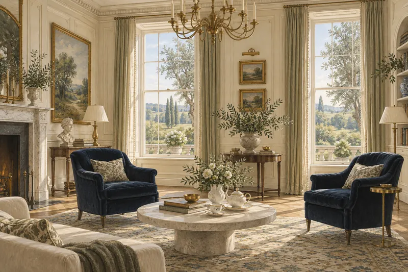 Original editorial illustration of an imagined interior, not The Ritz London